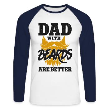 Beard Lover Bearded Man Dad Ginger - Unisex Long Sleeve Baseball T-Shirt - white/navy - Front - Nik (191cm)