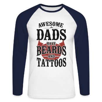 Beard Lover Bearded Man Dad - Unisex Baseballshirt langarm - Weiß/Navy - Vorne - Nik (191cm)