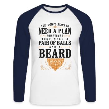 Beard Lover Bearded Man Ginger - Unisex Long Sleeve Baseball T-Shirt - white/navy - Front - Nik (191cm)