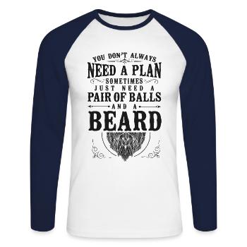 Beard Lover Bearded Man You Don't - Unisex Baseballshirt langarm - Weiß/Navy - Vorne - Nik (191cm)