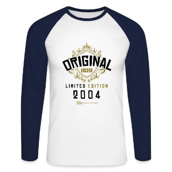 2004 limited edition Geburtstag - Unisex Baseballshirt langarm - Weiß/Navy - Vorne - Nik (191cm)