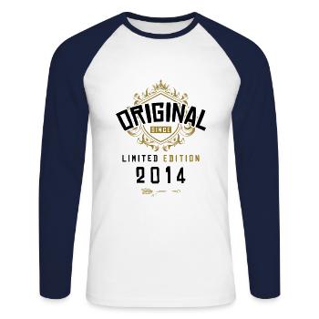 2014 limited edition Geburtstag - Unisex Baseballshirt langarm - Weiß/Navy - Vorne - Nik (191cm)