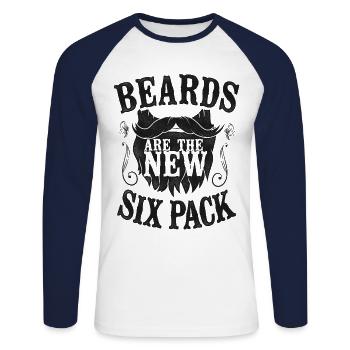 Beard Lover Bearded Man Beards Are - Unisex Long Sleeve Baseball T-Shirt - white/navy - Front - Nik (191cm)