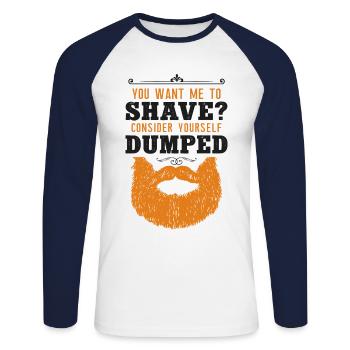 Beard Lover Bearded Man Ginger - Unisex Long Sleeve Baseball T-Shirt - white/navy - Front - Nik (191cm)
