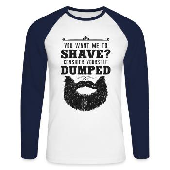 Amant de barbe Homme barbu que vous voulez - T-shirt baseball manches longues Homme - blanc/marine - Devant - Nik (191cm)