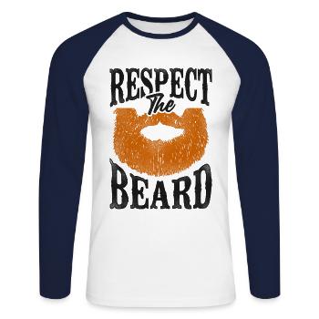 Beard Lover Bearded Man Ginger - Unisex Long Sleeve Baseball T-Shirt - white/navy - Front - Nik (191cm)