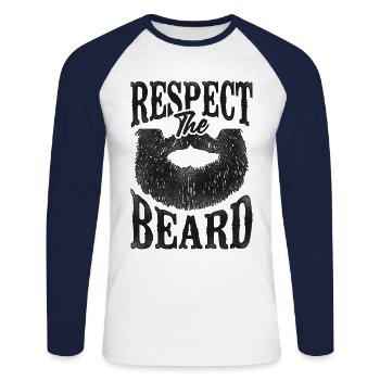 Beard Lover Bearded Man Respect - Unisex Long Sleeve Baseball T-Shirt - white/navy - Front - Nik (191cm)