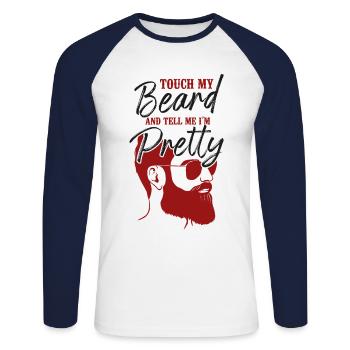 Beard Lover Bearded Man Ginger - Unisex Long Sleeve Baseball T-Shirt - white/navy - Front - Nik (191cm)