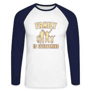 The Spruch family - Unisex Long Sleeve Baseball T-Shirt - white/navy - Front - Nik (191cm)