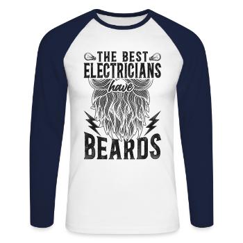 Beard Lover Bearded Man - Unisex Long Sleeve Baseball T-Shirt - white/navy - Front - Nik (191cm)