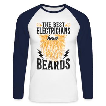 Beard Lover Bearded Man - Unisex Long Sleeve Baseball T-Shirt - white/navy - Front - Nik (191cm)