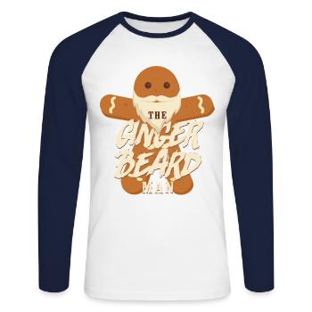 Beard Lover Bearded Man Christmas - Unisex Long Sleeve Baseball T-Shirt - white/navy - Front - Nik (191cm)