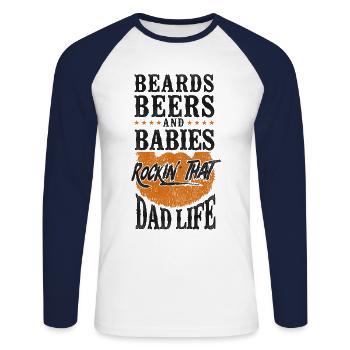 Beard Lover Bearded Man Dad Ginger - Unisex Baseballshirt langarm - Weiß/Navy - Vorne - Nik (191cm)