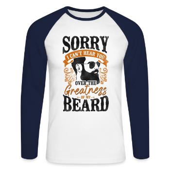 Amant barbe Homme barbu Désolé je - T-shirt baseball manches longues Homme - blanc/marine - Devant - Nik (191cm)