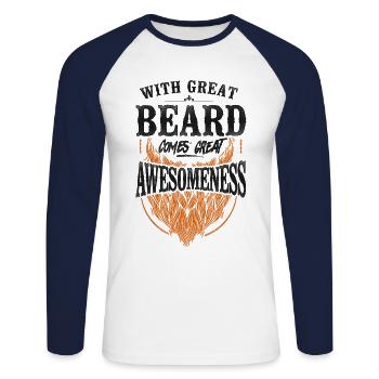 Beard Lover Bearded Man Ginger - Unisex Long Sleeve Baseball T-Shirt - white/navy - Front - Nik (191cm)