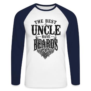 Amant barbe Homme barbu Oncle Le - T-shirt baseball manches longues Homme - blanc/marine - Devant - Nik (191cm)