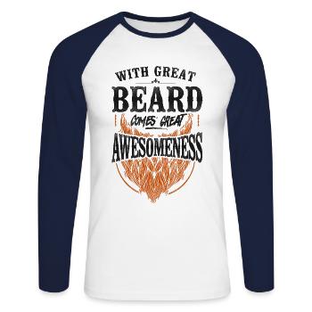 Beard Lover Bearded Man Ginger - Unisex Long Sleeve Baseball T-Shirt - white/navy - Front - Nik (191cm)
