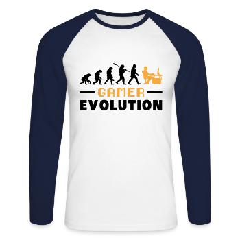Gamer Evolution Vintage Cadeau - T-shirt baseball manches longues Homme - blanc/marine - Devant - Nik (191cm)