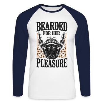 Beard Lover Bearded Man Bearded - Unisex Long Sleeve Baseball T-Shirt - white/navy - Front - Nik (191cm)