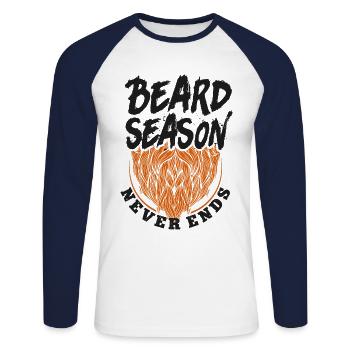 Beard Lover Bearded Man Ginger - Unisex Long Sleeve Baseball T-Shirt - white/navy - Front - Nik (191cm)
