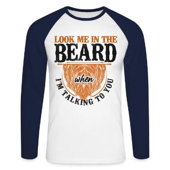 Beard Lover Bearded Man Ginger - Unisex Long Sleeve Baseball T-Shirt - white/navy - Front - Nik (191cm)