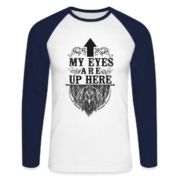 Beard Lover Bearded Man My Eyes - Unisex Baseballshirt langarm - Weiß/Navy - Vorne - Nik (191cm)