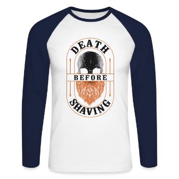 Beard Lover Bearded Man Ginger - Unisex Long Sleeve Baseball T-Shirt - white/navy - Front - Nik (191cm)