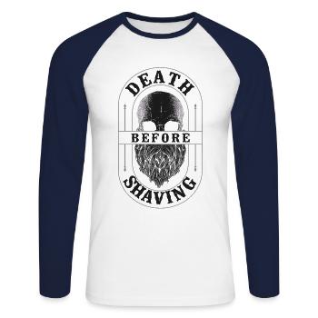 Beard Lover Bearded Man Death - Unisex Baseballshirt langarm - Weiß/Navy - Vorne - Nik (191cm)