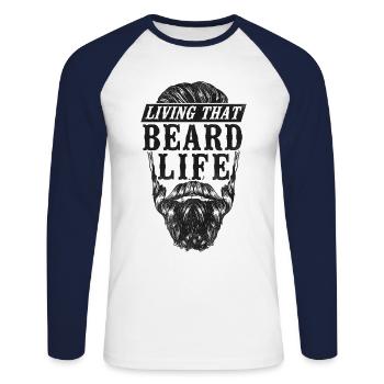Beard Lover Bearded Man Living - Unisex Long Sleeve Baseball T-Shirt - white/navy - Front - Nik (191cm)