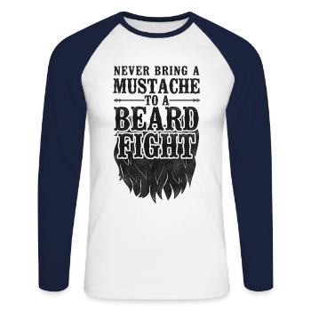 Beard Lover Bearded Man Never - Unisex Baseballshirt langarm - Weiß/Navy - Vorne - Nik (191cm)