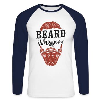 Beard Lover Bearded Man Ginger - Unisex Long Sleeve Baseball T-Shirt - white/navy - Front - Nik (191cm)