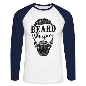 Beard Lover Bearded Man Beard - Unisex Long Sleeve Baseball T-Shirt - white/navy - Front - Nik (191cm)