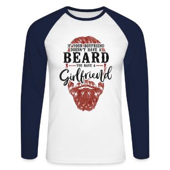 Beard Lover Bearded Man Ginger - Unisex Long Sleeve Baseball T-Shirt - white/navy - Front - Nik (191cm)