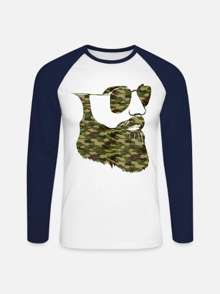 Beard Lover Bearded Man Camo - Unisex Long Sleeve Baseball T-Shirt - white/navy