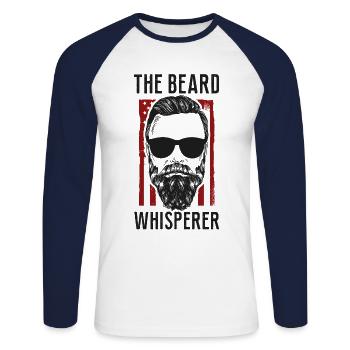 Beard Lover Bearded Man The Beard - Unisex Long Sleeve Baseball T-Shirt - white/navy - Front - Nik (191cm)