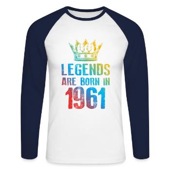 1961 Légendes nées en - T-shirt baseball manches longues Homme - blanc/marine - Devant - Nik (191cm)