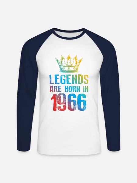 1966 Legends Born In - Unisex Long Sleeve Baseball T-Shirt - white/navy