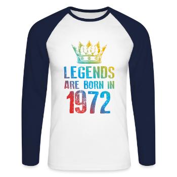 1972 Légendes nées en - T-shirt baseball manches longues Homme - blanc/marine - Devant - Nik (191cm)