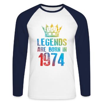 1974 Légendes nées en - T-shirt baseball manches longues Homme - blanc/marine - Devant - Nik (191cm)