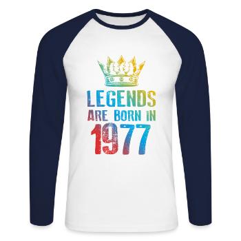 1977 Légendes nées en - T-shirt baseball manches longues Homme - blanc/marine - Devant - Nik (191cm)