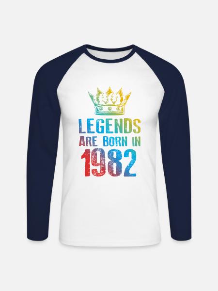 1982 Legends Born in - Unisex Long Sleeve Baseball T-Shirt - white/navy