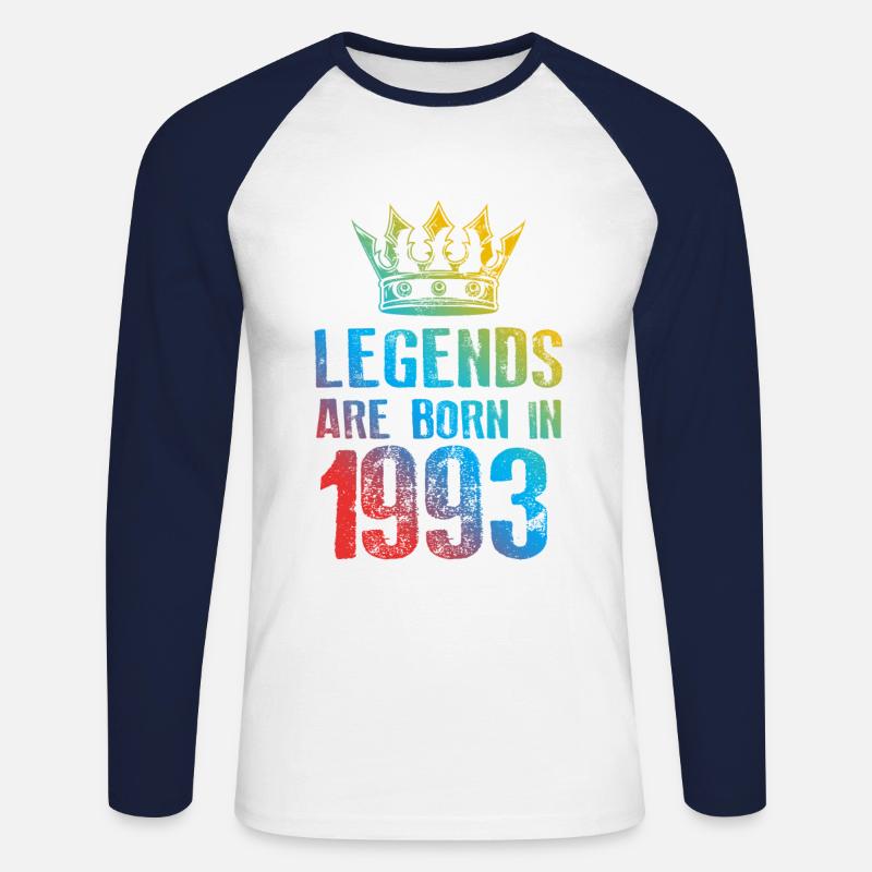1993 legends born in - Unisex Baseballshirt langarm - Weiß/Navy