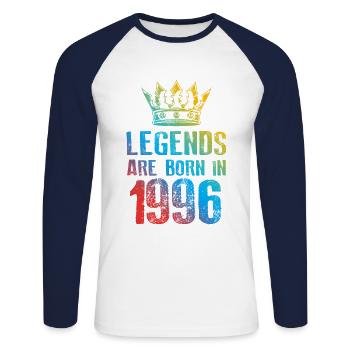 1996 Légendes nées en - T-shirt baseball manches longues Homme - blanc/marine - Devant - Nik (191cm)