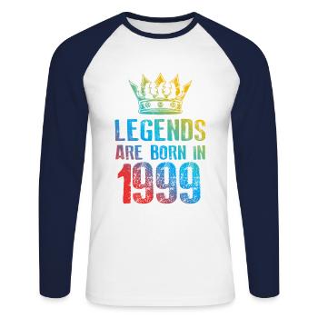 1999 Légendes nées en - T-shirt baseball manches longues Homme - blanc/marine - Devant - Nik (191cm)
