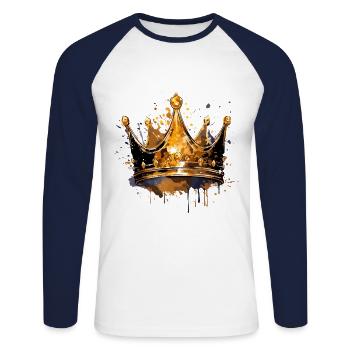 Crown Symbol Gold - Unisex Long Sleeve Baseball T-Shirt - white/navy - Front - Nik (191cm)