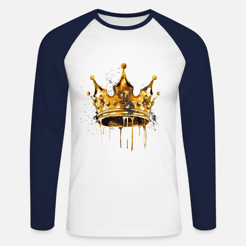 Krone Element King Symbol - Unisex Baseballshirt langarm - Weiß/Navy
