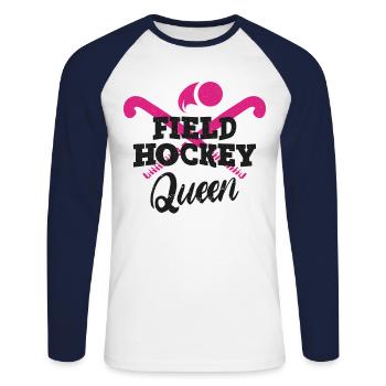 Hockey sur gazon Queen Hockey sur gazon - T-shirt baseball manches longues Homme - blanc/marine - Devant - Nik (191cm)
