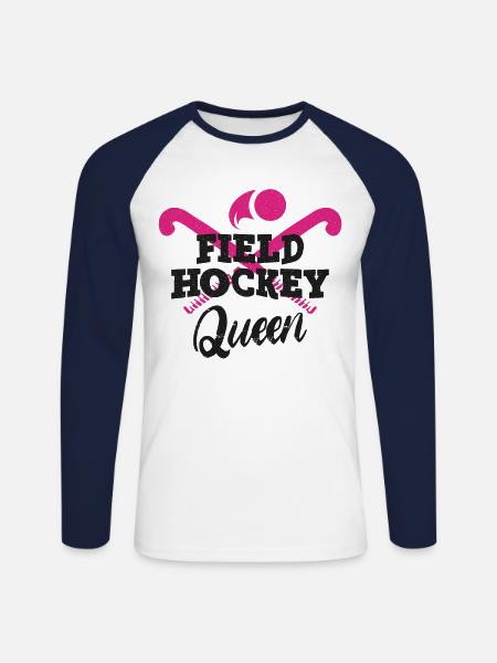 Field Hockey Queen Field Hockey - Unisex Long Sleeve Baseball T-Shirt - white/navy