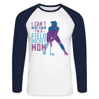 Field Hockey Mom I Can't Keep Calm - Unisex Baseballshirt langarm - Weiß/Navy - Vorne - Nik (191cm)