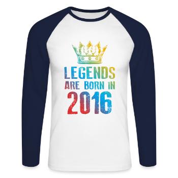2016 Légendes nées en - T-shirt baseball manches longues Homme - blanc/marine - Devant - Nik (191cm)